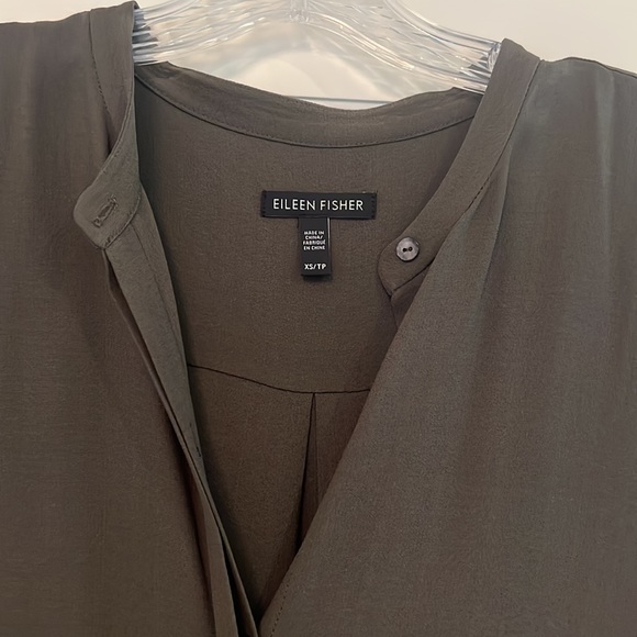 Eileen Fisher high/low silk button up dress - Picture 3 of 6